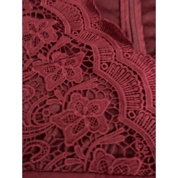Lulus NWT Burgundy Lace Detail Dress - Picture 5 of 14